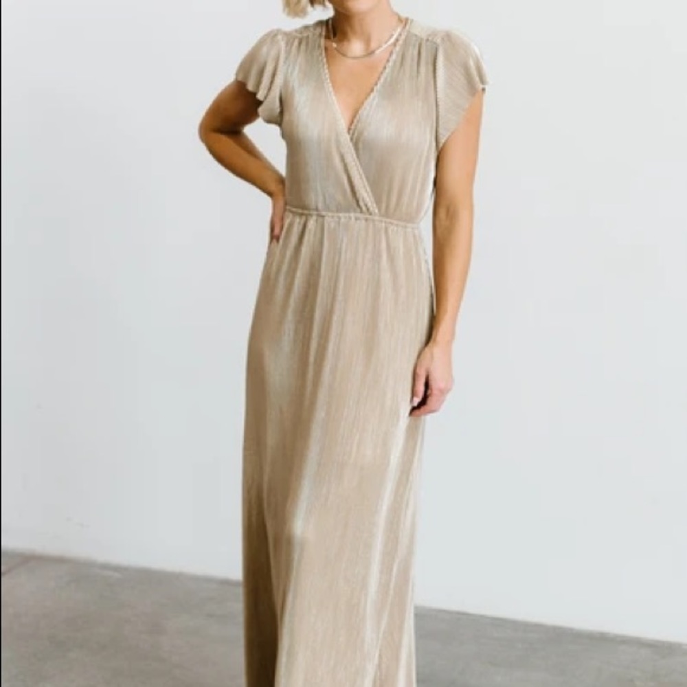 Baltic Born Metallic Gold Athena Maxi Dress